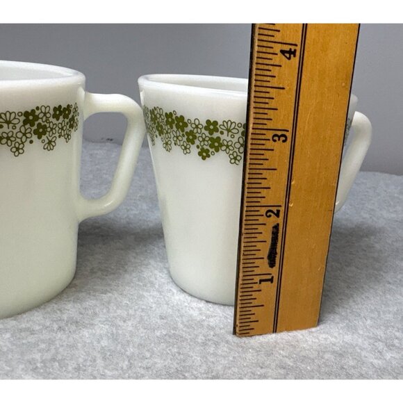 Pyrex Crazy Daisy 300ml Milk Glass Coffee Mugs Set of 2 Vintage USA 1970s - Picture 4 of 6